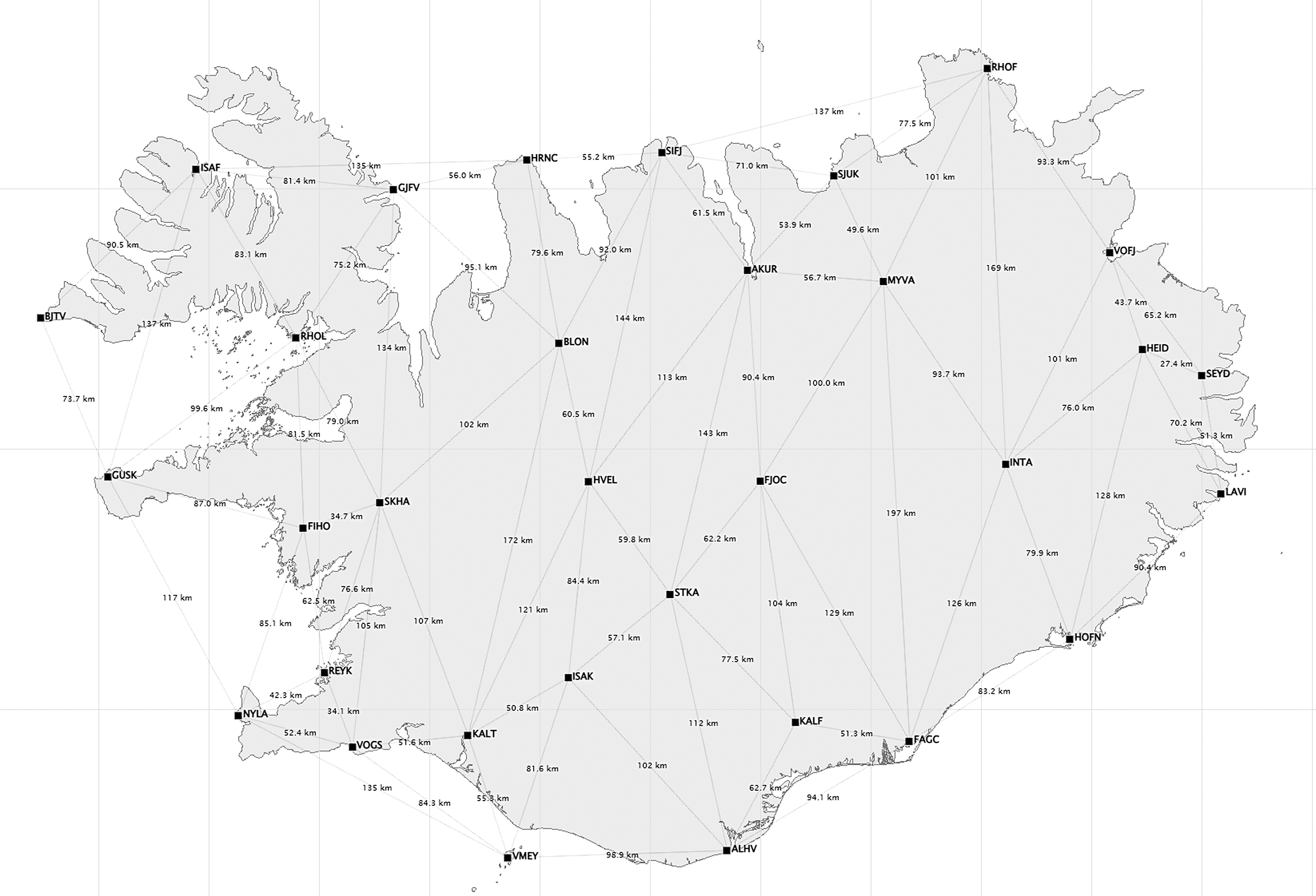 Jarðstöðvakerfi kort